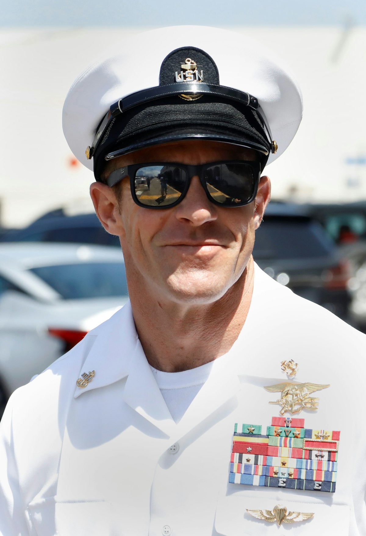 القائد السابق للعمليات الخاصة في البحرية الأميركية إدوارد غالاغر لدى محاكمته بجرائم حرب في كاليفورنيا - 2 يوليو 2019 - REUTERS