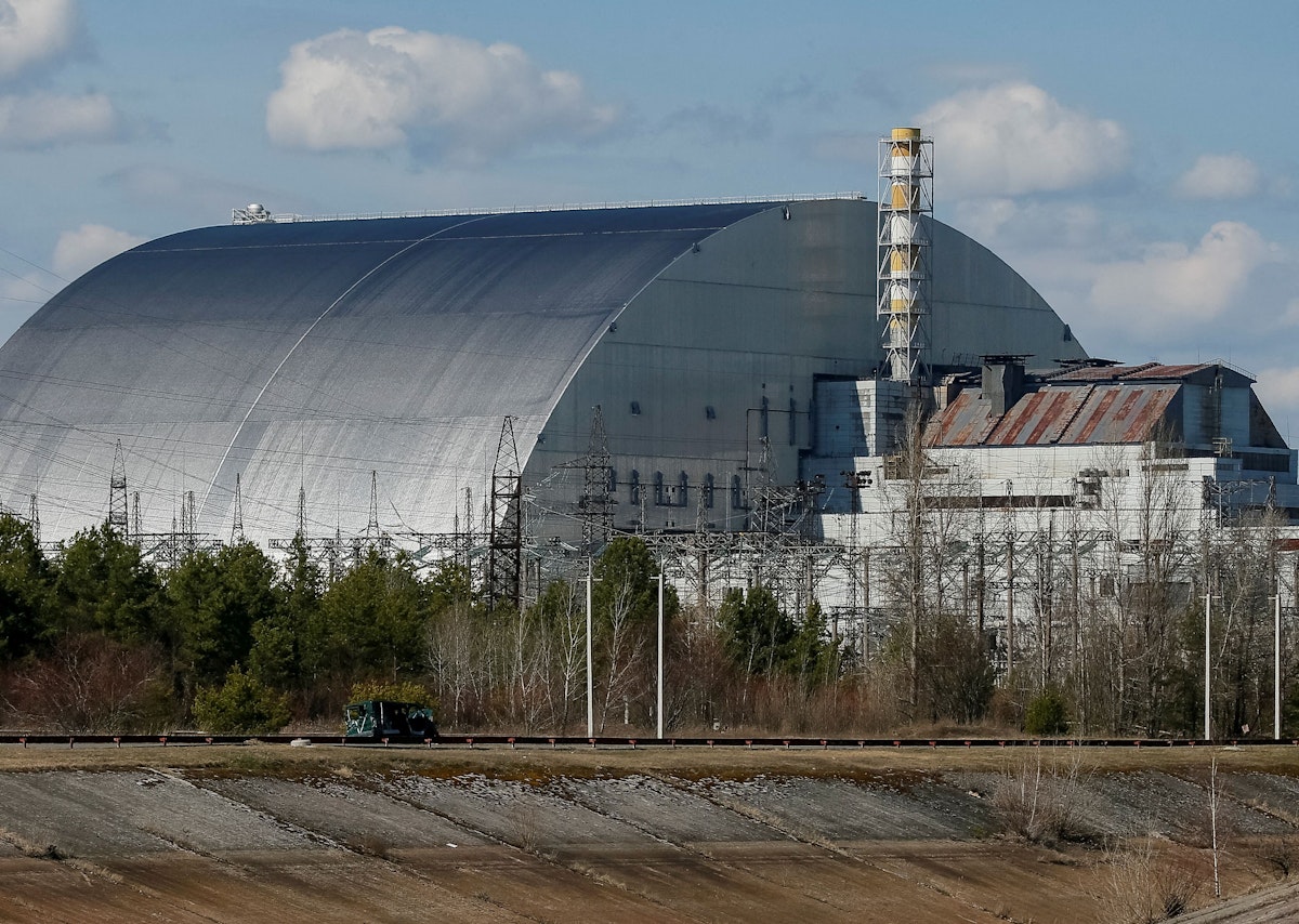 General view of the New Safe Confinement structure over the old sarcophagus covering the damaged fourth reactor at the Chernobyl Nuclear Power Plant, in Chernobyl - REUTERS