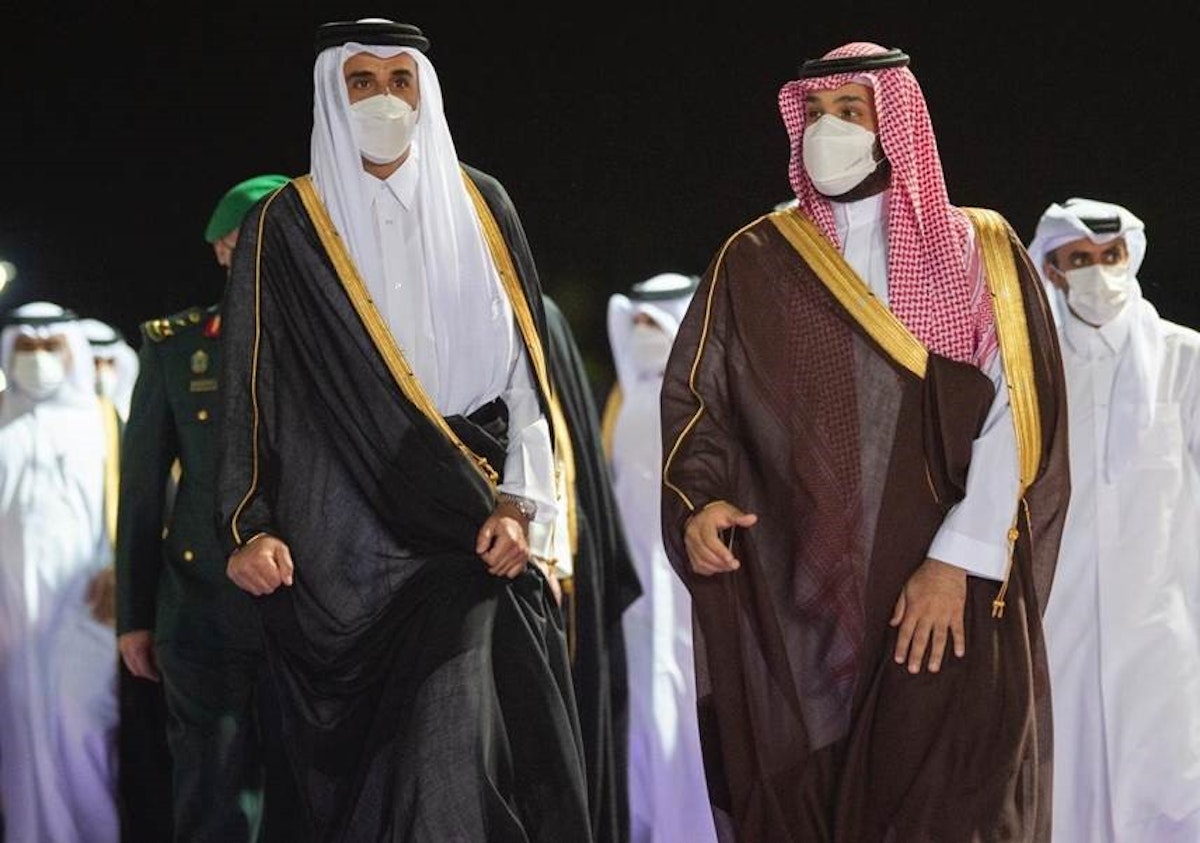 ولي العهد السعودي الأمير محمد بن سلمان وأمير قطر الشيخ تميم بن حمد آل ثاني، في جدة. - واس